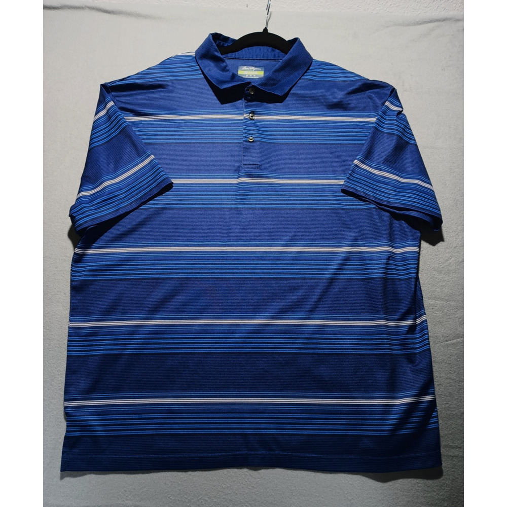 Ben Hogan Performance Golf Polo Shirt Men’s 2XL Blue Striped Stretch Short Sleev